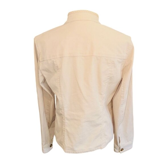 Jones New York Signature Beige Jacket M Cotton/Spandex Structured Old Money Work - Picture 3 of 13